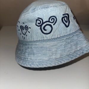 Vintage Disney Light Denim Bucket Hat with Embroidered Patterns